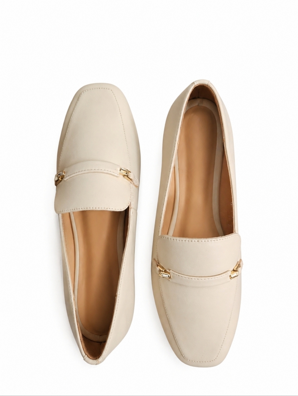 ALDO Beige Leather Loafers | Gold Hardware | Size 6 ~ MSRP $95